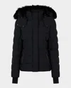Moose Knuckles Betta Shearling Trim 800 Fill Power Down Water Repellent Jacket In Blk Wblk Sh