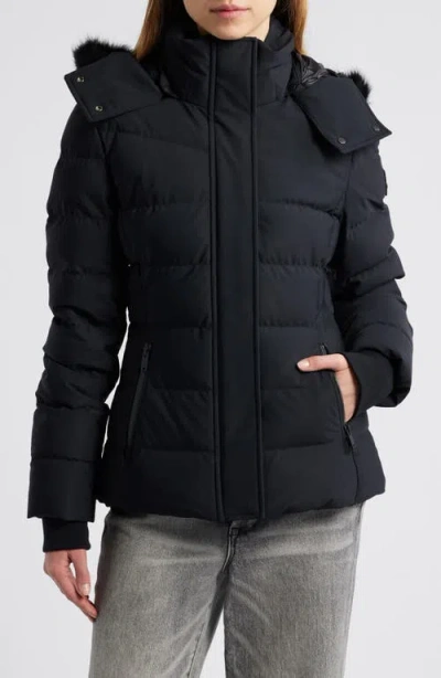 Moose Knuckles Betta Shearling Trim 800 Fill Power Down Water Repellent Jacket In Black W Black S