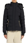 Moose Knuckles Betta Puffer Jacket With Detachable Hood And Shearling Trim In Black W Black S