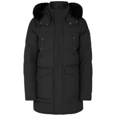 Moose Knuckles Big Ridge Fur-trimmed Quilted Coat In Black