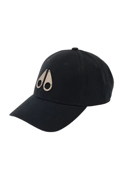 Moose Knuckles Black Baseball Cap With Metal Logo Patch