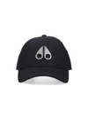 Moose Knuckles Black Baseball Cap With Metal Logo Patch In Cotton Man In Black