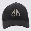 MOOSE KNUCKLES BLACK CANVAS AND LEATHER BASEBALL CAP