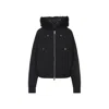 Moose Knuckles Fitted Hooded Jacket With Plush Fur Trim And Metallic Accents In Black