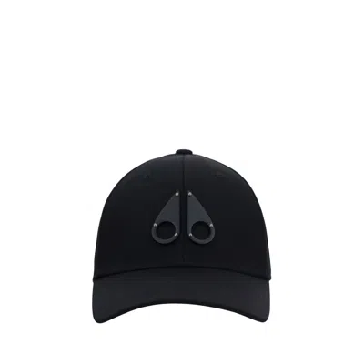 Moose Knuckles Black Cotton Cap (baseball Hat)