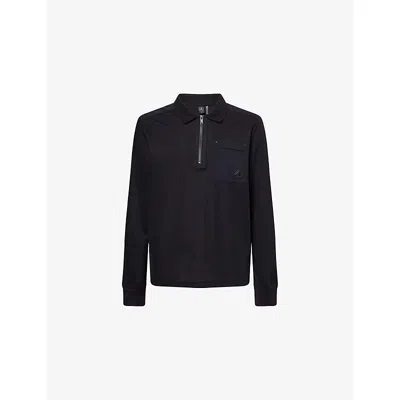 Moose Knuckles Black Dalon Long-sleeve Cotton-jersey Polo Shirt Xxl