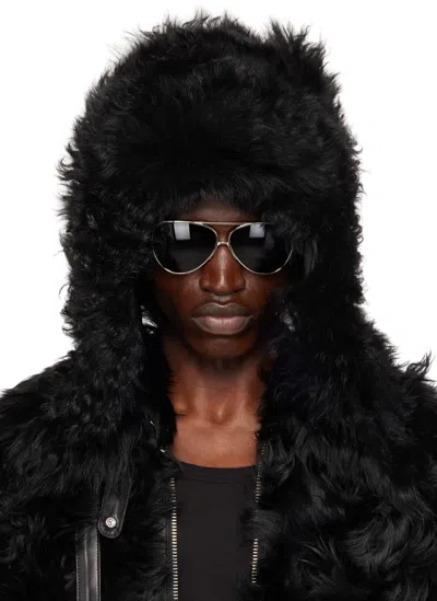 Moose Knuckles Black Efna Shearling Pilot Hat In 292 Black
