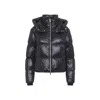 Moose Knuckles Hooded Padded Quilted Jacket With Zip Pockets In Black