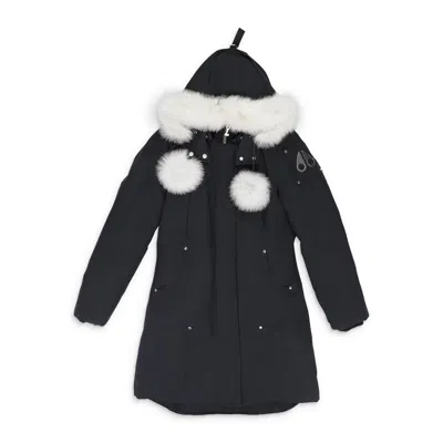 Moose Knuckles Stirling Down Parka With Genuine Shearling Trim In Black