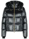 Moose Knuckles Hooded Padded Quilted Jacket With Zip Pockets In Black