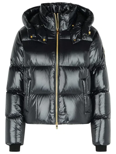 Moose Knuckles Black Nylon Down Jacket In Gray