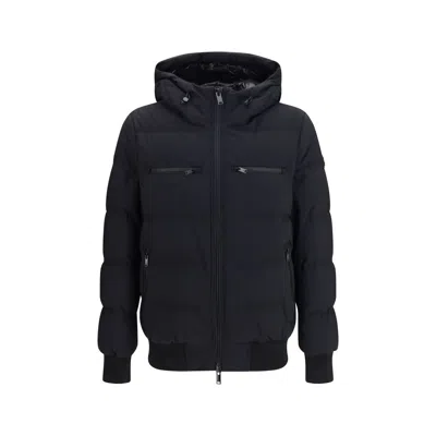 Moose Knuckles Black Nylon Full-length Jacket In Metallic