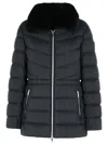 Moose Knuckles Belle Cote Genuine Shearling Collar Water Repellent 800 Fill Power Down Puffer Jacket In Black