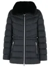 Moose Knuckles Belle Cote Genuine Shearling Collar Water Repellent 800 Fill Power Down Puffer Jacket In Black