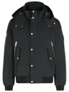 Moose Knuckles Hooded Polyester Jacket D-ring Detail In Black