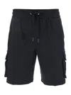 Moose Knuckles Black Shorts With Elastic Waist And Side Cargo Pockets