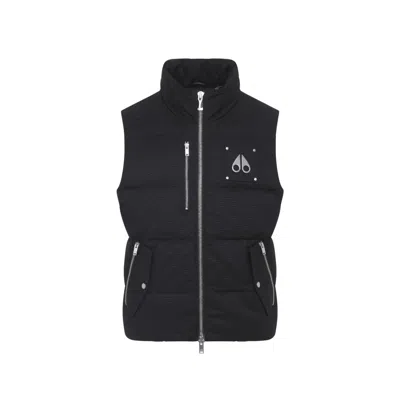 MOOSE KNUCKLES BLACK STAND UP COLLAR LOGO VEST