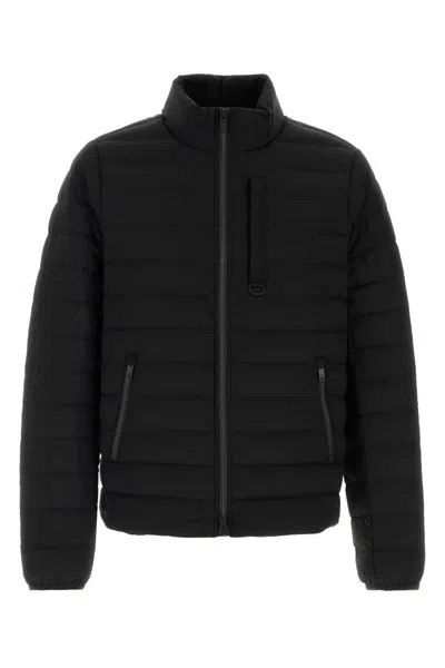 Moose Knuckles Black Stretch Nylon Down Jacket In Blue
