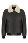 Moose Knuckles Black Synthetic Leather Jacket In Black