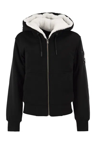 Moose Knuckles Bunny Classic Cotton Jacket With Faux Fur Trim In Black