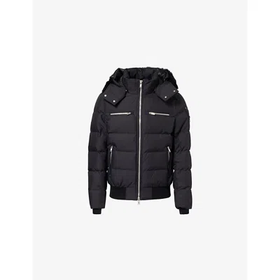 Moose Knuckles Blk W/blk Sh Cloud Hooded Woven-down Jacket In Black