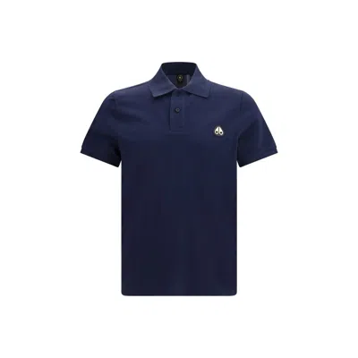 Moose Knuckles Everett Logo-plaque Polo Shirt In Blue