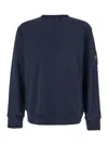 Moose Knuckles Blue Crewneck Sweatshirt With Logo Patch On The Sleeve In Cotton Man In Blue