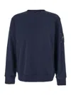 Moose Knuckles Blue Crewneck Sweatshirt With Logo Patch On The Sleeve In Cotton Man In Blue