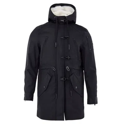 Moose Knuckles Blue Nylon Parka In Black