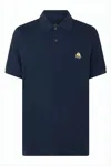 Moose Knuckles Blue Short-sleeve Polo Shirt With Traditional Collar In Black