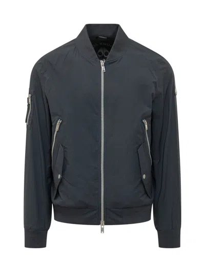 Moose Knuckles Blue Solid Mock Collar Jacket