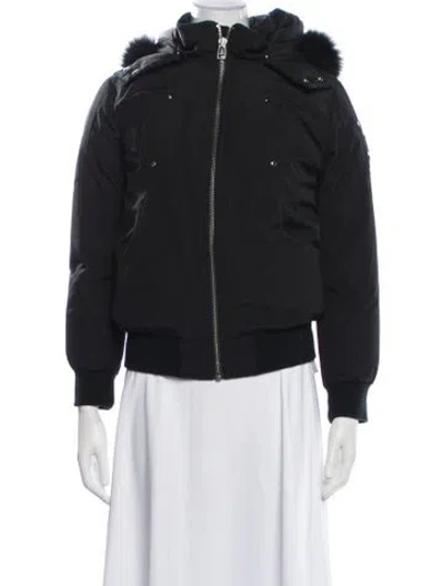 Pre-owned Moose Knuckles Bomber Jacket In Black