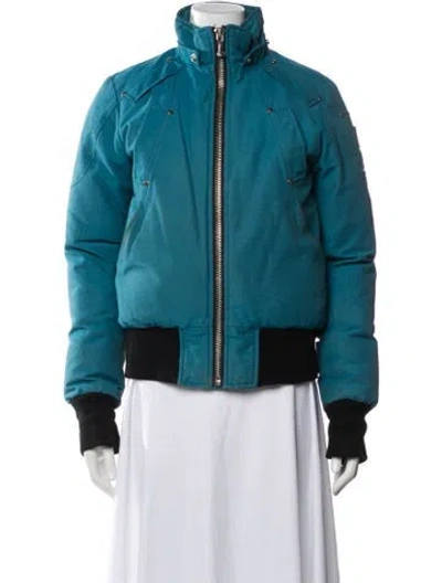Pre-owned Moose Knuckles Bomber Jacket In Blue