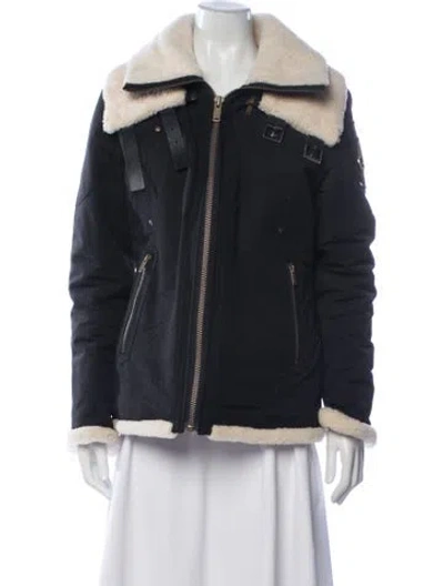 Pre-owned Moose Knuckles Bomber Jacket In Blue