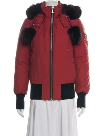 Pre-owned Moose Knuckles Bomber Jacket In Red