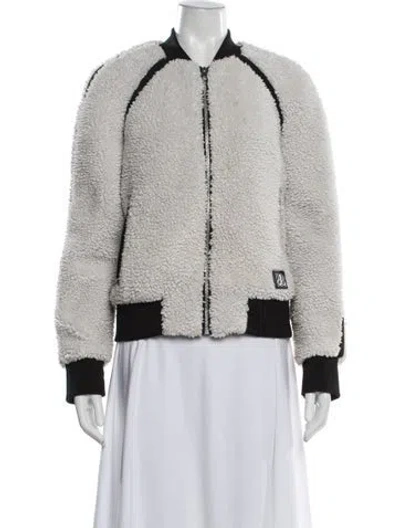 Pre-owned Moose Knuckles Bomber Jacket In White