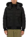 Moose Knuckles Quilted Down Jacket With Fur-trimmed Hood And Front Zipper In Black