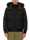 Moose Knuckles Quilted Down Jacket With Fur-trimmed Hood And Front Zipper In Black