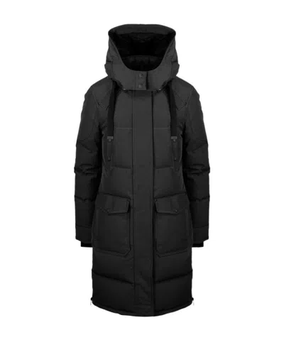 Moose Knuckles Bonaventure Hooded Mid-length Parka In Black