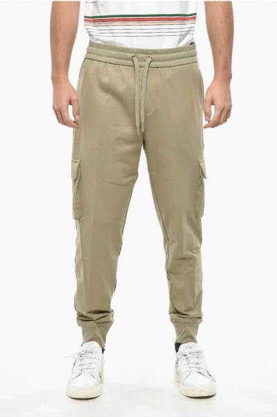 Moose Knuckles Brushed Cotton Clemont Cargo Joggers With Golden Logo In Multi