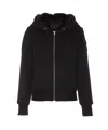 Moose Knuckles Logo-patch Faux-fur Hoodie In Black