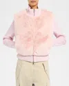Moose Knuckles Bunny Faux-fur Ribbed Sweater Jacket In Heaven