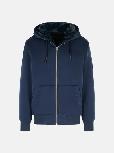 Moose Knuckles 'bunny' Navy Cotton Blend Sweatshirt In Blue