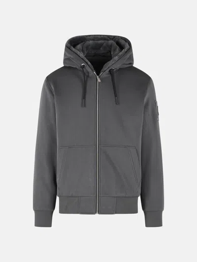 Moose Knuckles Bunny Cotton Blend Hooded Sweatshirt Jacket In Gray