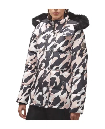 Moose Knuckles Camouflage Printed Down Jacket In Black