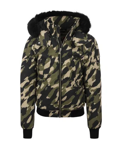 Moose Knuckles Camouflage Printed Hooded Jacket In Black