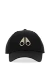 Moose Knuckles Black Baseball Cap With Metal Logo Patch In Cotton Man In Black
