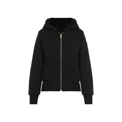 Moose Knuckles Casual Jacket With Plush Hood And Gold Accents In Black