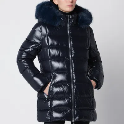 Moose Knuckles Celestia 3q Nylon Down Jacket With Removable Hood In Blue