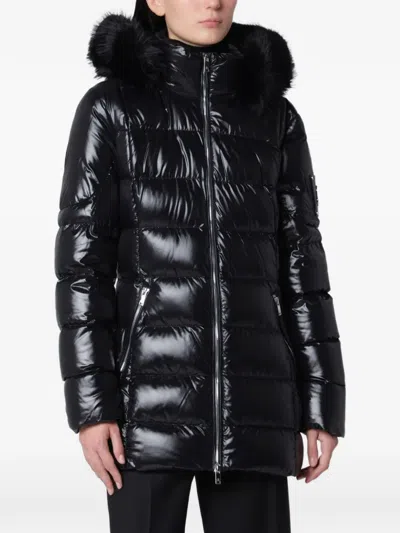 Moose Knuckles Celestia Hooded Puffer Coat In Black
